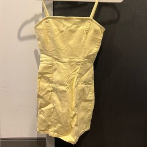COPY - Jean Spaghetti strap mini Dress - Pastel Yellow